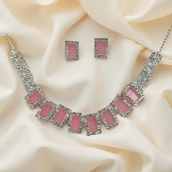 illusion Necklace and Earrings Set for Women, Wedding, Festival Jewellery