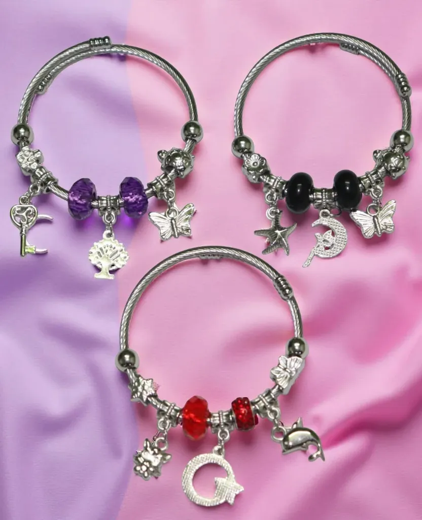 illusion Oxidised Silver Sterling Silver Red, Purple, Black Jewel Set (Pack of 3)